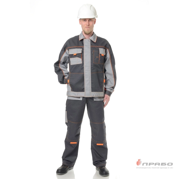 Костюм мужской "Бренд 2" тёмно-серый/светло-серый (куртка и полукомбинезон)