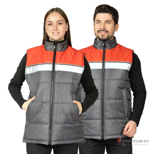 Жилет утеплённый «Свирь» тёмно-серый/красный. Артикул: 12949. #REGION_MIN_PRICE# в г. Москва