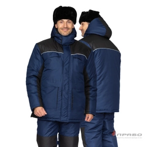 Костюм мужской утеплённый «Универсал-Т» синий/чёрный со съёмной подстежкой. Артикул: 9473. #REGION_MIN_PRICE# в г. Казань