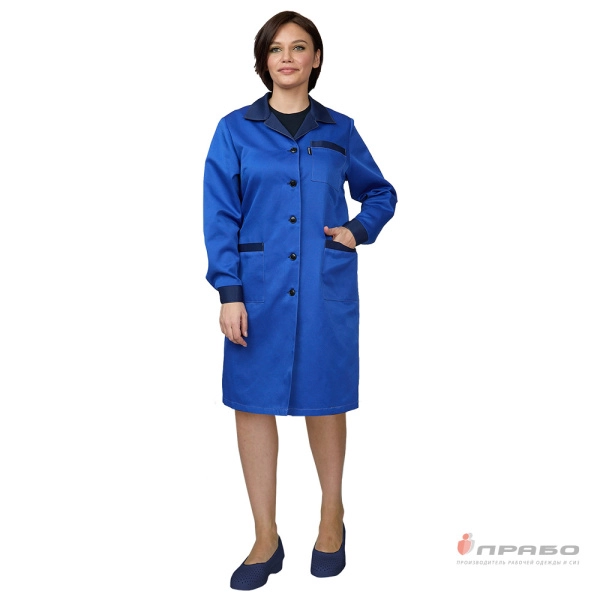 Халат женский «Универсальный» василёк/тёмно-синий эконом. Артикул: Хал116. #REGION_MIN_PRICE# в г. Новосибирск