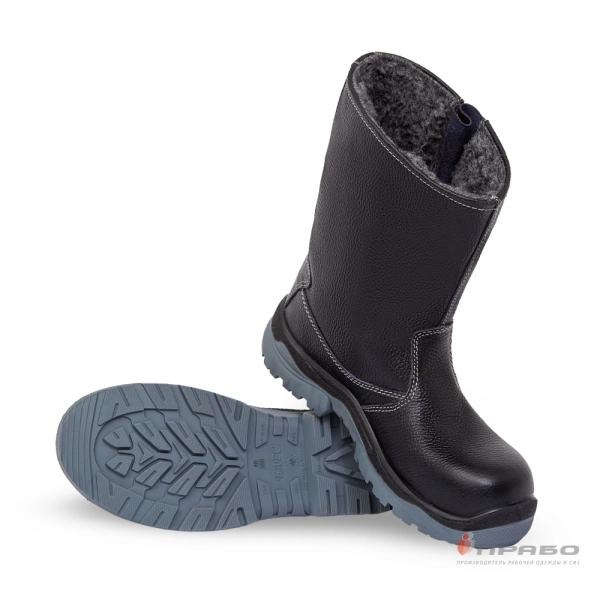 Сапоги кожаные «Барс-А-8М» с подошвой ПУ/ТПУ и КП чёрные (шерстин). Артикул: Бот3. #REGION_MIN_PRICE# в г. Москва