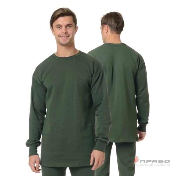 Бельё утеплённое трикотажное оливковое, 250 г/м² (фуфайка и кальсоны). Артикул: Трик203. #REGION_MIN_PRICE#