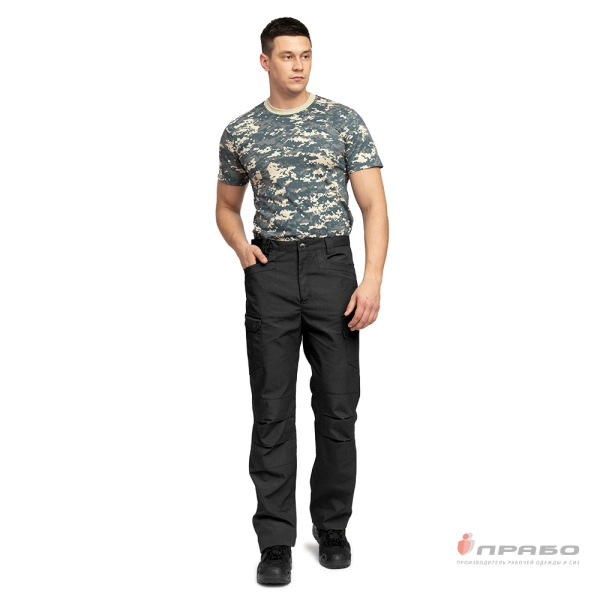 Артикул: Бр019. Наименование: Брюки мужские «Камелот» из ткани рип-стоп чёрные. Сезонность: лето. Ценовой сегмент: . #REGION_MIN_PRICE# в Москве. Заказ на PRABO.РУ