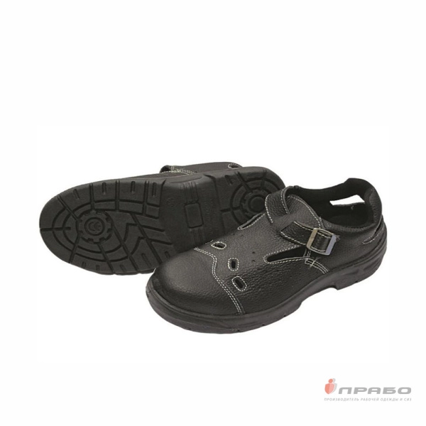 Сандалии кожаные "Кросс" с подошвой ПУ чёрные