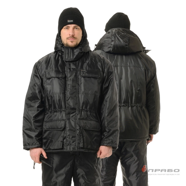 Костюм мужской утеплённый "Альфа" чёрный (куртка и полукомбинезон)