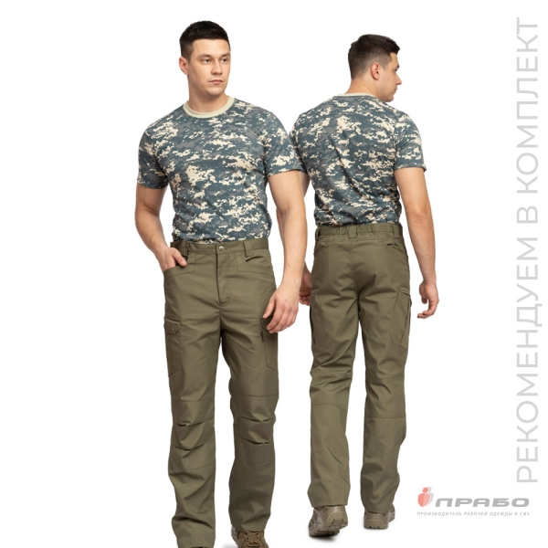 Артикул: Бр019. Наименование: Брюки мужские «Камелот» из ткани рип-стоп хаки. Сезонность: лето. Ценовой сегмент: . #REGION_MIN_PRICE# в Новосибирске. Заказ на PRABO.РУ