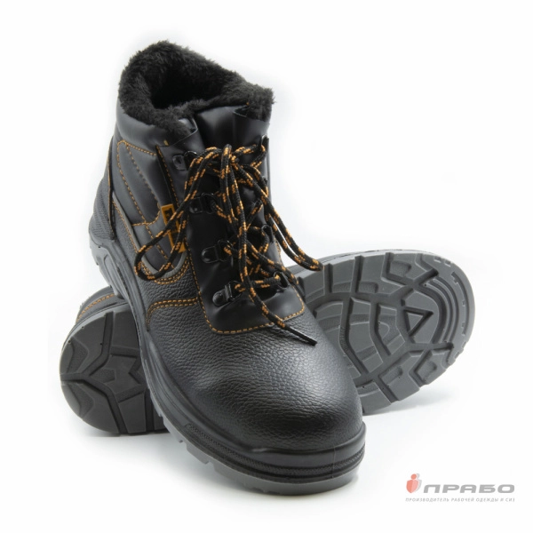 Ботинки кожаные Paredes c подошвой ПУ/ПУ чёрные (искусственный мех)