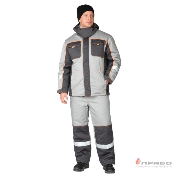 Костюм мужской утеплённый "Бренд" серый/серый (куртка и полукомбинезон)
