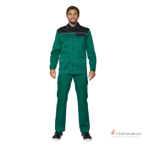 Костюм мужской "Ударник" тёмно-зелёный/чёрный