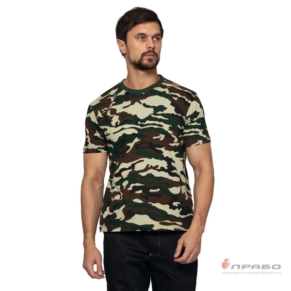 Футболка трикотажная камуфляжная лес светлый