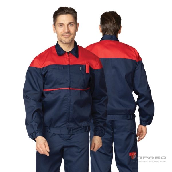 Костюм мужской летний "Гудзон" сине-красный (куртка и полукомбинезон)