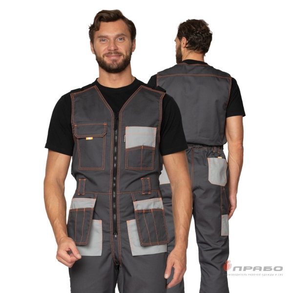 Полукомбинезон мужской «Бренд» серый/серый. Артикул: Пол101. #REGION_MIN_PRICE# в г. Новосибирск