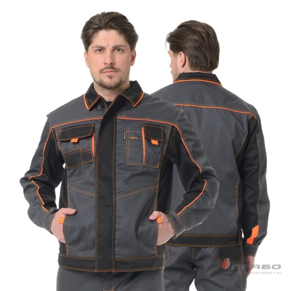 Костюм мужской "Бренд 1" серый/чёрный универсальный (куртка и брюки)