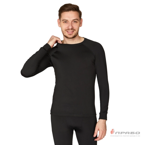 Термобельё мужское из полиэстера чёрное (фуфайка), 200 г/м². Артикул: 11309. #REGION_MIN_PRICE#