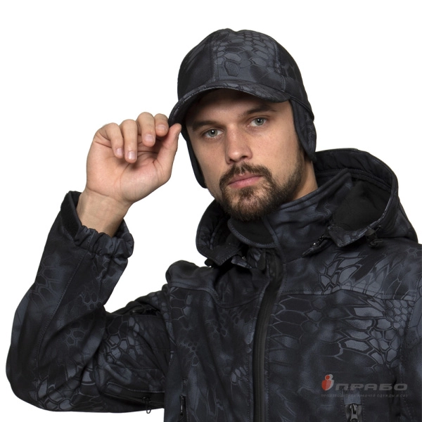 Бейсболка утеплённая софтшелл КМФ питон ночь