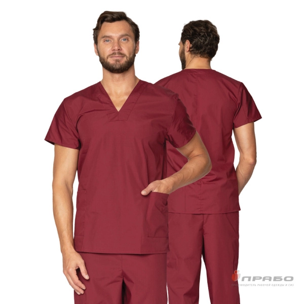Костюм «Хирург» бордовый (блузон и брюки). Артикул: М101. #REGION_MIN_PRICE# в г. Москва