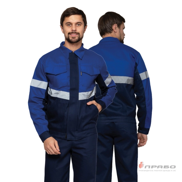 Костюм мужской «Вираж 2» тёмно-синий/василёк (куртка и полукомбинезон). Артикул: Кос1082. #REGION_MIN_PRICE# в г. Казань