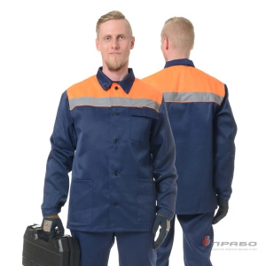 Костюм мужской "Коммунальщик" синий/оранжевый (куртка и полукомбинезон)