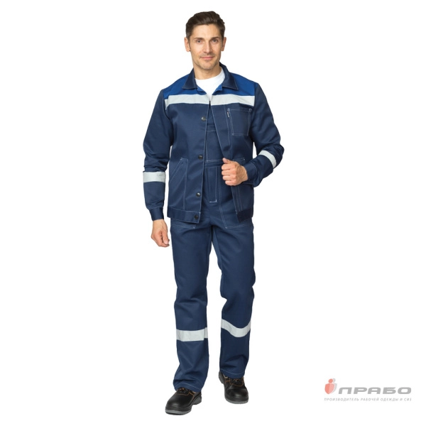 Костюм мужской «Пантеон 2 СОП» синий/василёк (куртка и полукомбинезон). Артикул: Кос119с. #REGION_MIN_PRICE# в г. Санкт-Петербург