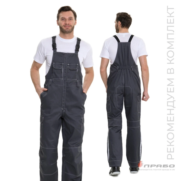 Полукомбинезон мужской летний «Эко-Труд» тёмно-серый. Артикул: 10589. #REGION_MIN_PRICE# в г. Москва