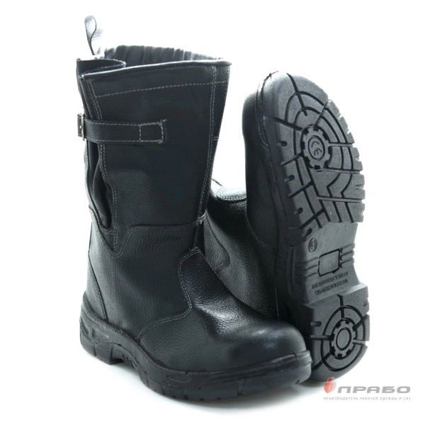 Сапоги кожаные "Олимп" с подошвой ПУ и МП чёрные