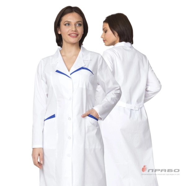 Халат женский "Лаура" белый/синий