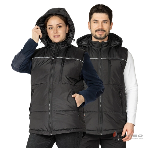Жилет утеплённый «Кама» чёрный. Артикул: 9552. #REGION_MIN_PRICE# в г. Омск