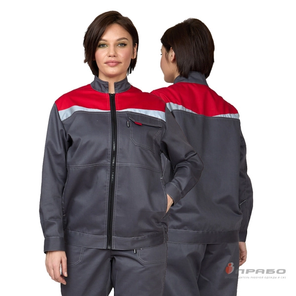 Костюм женский «Профессионал» серый/красный/чёрный (куртка и брюки). Артикул: Кос133ж. #REGION_MIN_PRICE# в г. Москва