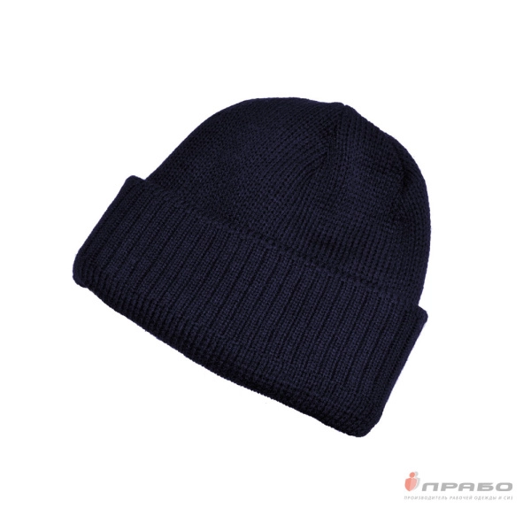 Шапка зимняя трикотажная синяя. Артикул: Гол202. #REGION_MIN_PRICE# в г. Москва