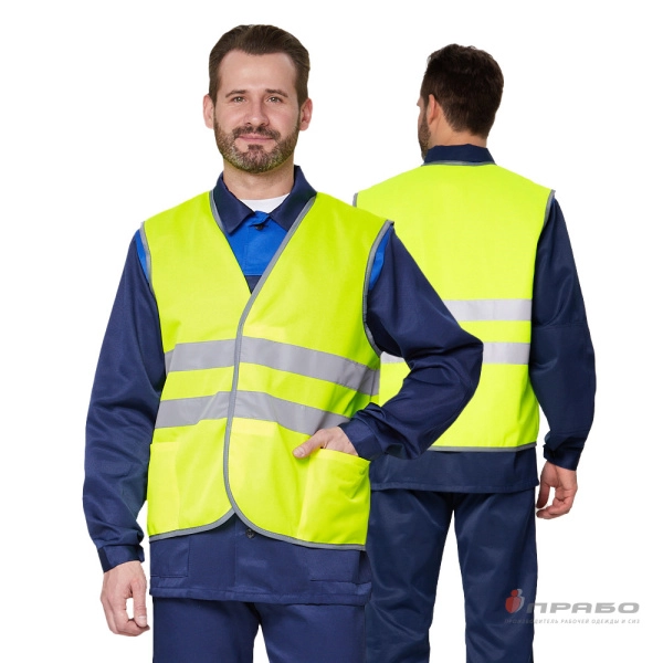 Жилет сигнальный «Спектр Лайт 1» лимонный с застёжкой на контактной ленте. Артикул: Жил106. #REGION_MIN_PRICE# в г. Омск