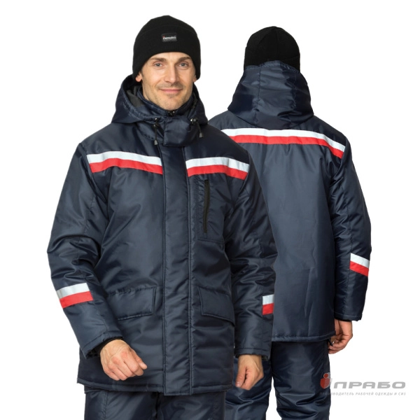 Костюм мужской утеплённый «Тренд» синий/красный (куртка и полукомбинезон). Артикул: 9766. #REGION_MIN_PRICE# в г. Москва