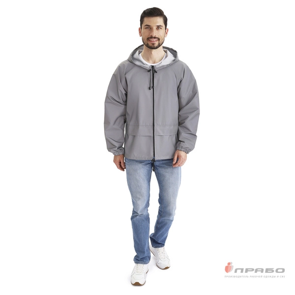 Куртка-ветровка влагозащитная "Лидер Флеш" на молнии серебристая