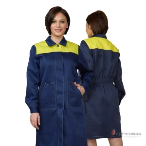 Халат женский «Пантеон» синий/жёлтый из облегчённой ткани. Артикул: Хал115. #REGION_MIN_PRICE# в г. Уфа