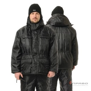 Костюм мужской утеплённый "Альфа" чёрный (куртка и полукомбинезон)