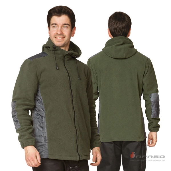 Куртка «Кеми» флисовая с капюшоном хаки. Артикул: 10021. #REGION_MIN_PRICE#