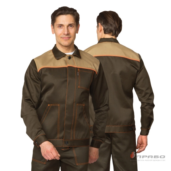 Костюм мужской «Молл» хаки/тёмно-бежевый (куртка и брюки). Артикул: Кос190. #REGION_MIN_PRICE# в г. Санкт-Петербург