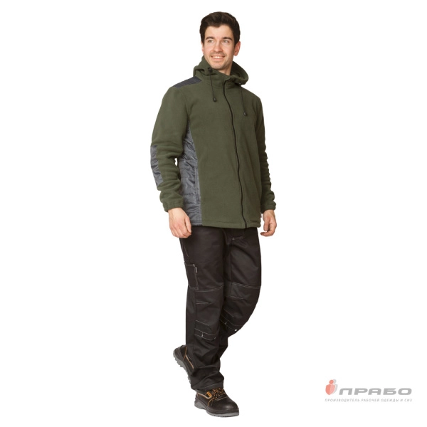 Куртка «Кеми» флисовая с капюшоном хаки. Артикул: 10021. #REGION_MIN_PRICE#