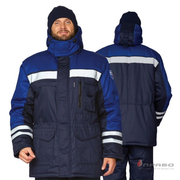Костюм антистатический мужской утеплённый «Антистат» тёмно-синий/василёк (куртка и брюки). Артикул: Кос220. #REGION_MIN_PRICE# в г. Москва