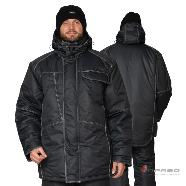 Костюм мужской утеплённый «Викинг» чёрный (куртка и брюки). Артикул: Кос201. #REGION_MIN_PRICE# в г. Санкт-Петербург