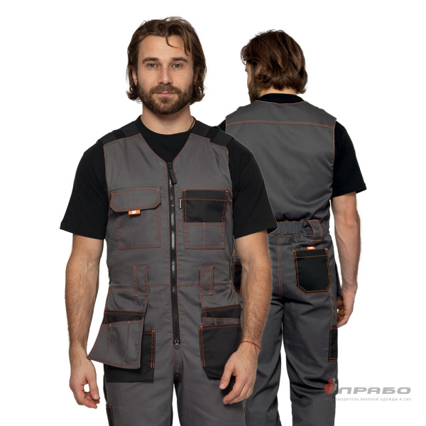 Полукомбинезон мужской «Бренд» серый/чёрный. Артикул: Пол101. #REGION_MIN_PRICE# в г. Москва