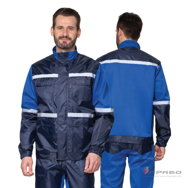 Костюм мужской «Автотехник» тёмно-синий/василёк (куртка и полукомбинезон). Артикул: Кос112. #REGION_MIN_PRICE# в г. Москва
