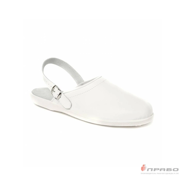 Сабо кожаные мужские с подошвой ПВХ белые (натуральная кожа)