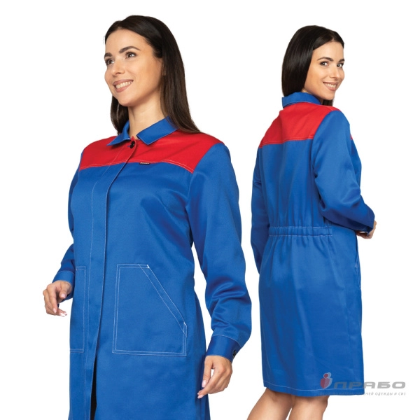 Халат женский «Пантеон» василёк/красный из облегченной ткани. Артикул: Хал115. #REGION_MIN_PRICE# в г. Москва