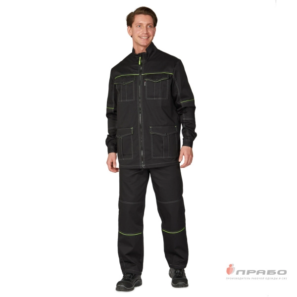 Куртка мужская «Эко-Босс» чёрная/лимонная. Артикул: 10690. #REGION_MIN_PRICE# в г. Москва