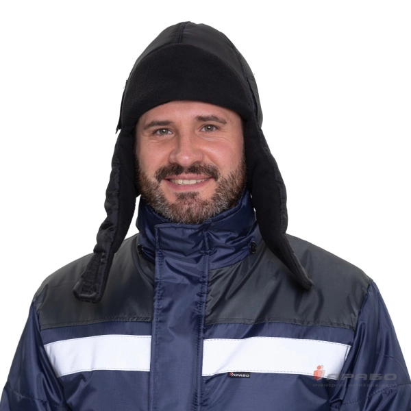 Шапка-ушанка на флисе чёрная. Артикул: Шап106. #REGION_MIN_PRICE# в г. Москва