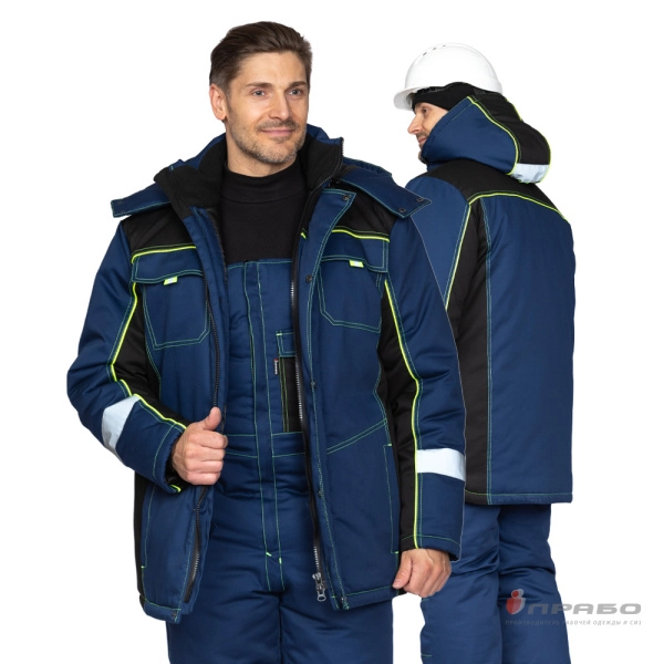 Костюм мужской утеплённый «Бренд К» тёмно-синий/чёрный. Артикул: Кос203-К. #REGION_MIN_PRICE# в г. Москва