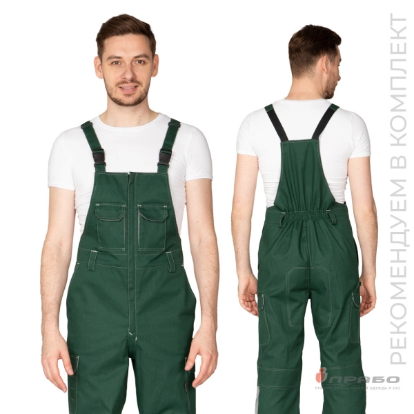 Полукомбинезон мужской летний «Эко-Труд» тёмно-зелёный. Артикул: 10589. #REGION_MIN_PRICE# в г. Москва