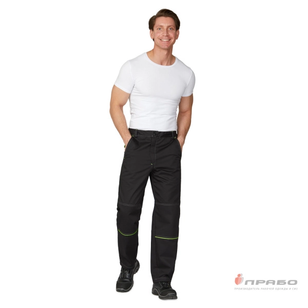 Брюки мужские «Эко-Босс» чёрные/лимонные. Артикул: 10691. #REGION_MIN_PRICE# в г. Москва