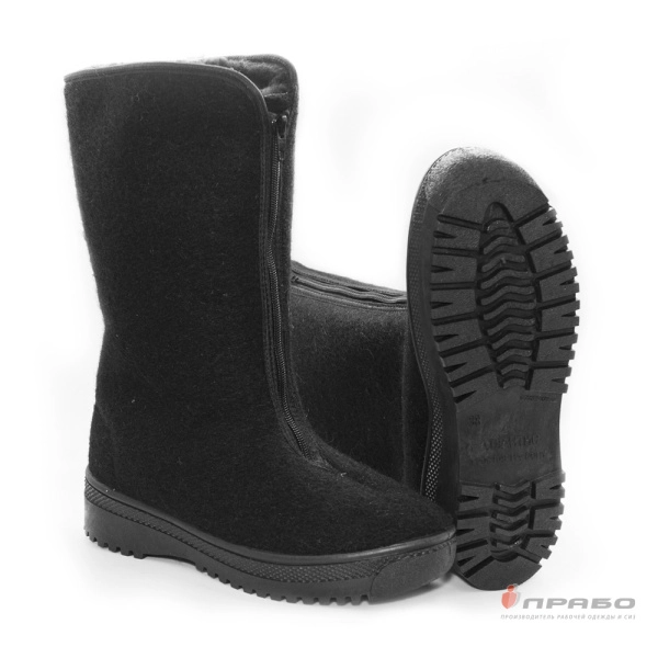 Полусапоги суконные («Прощай молодость») женские с подошвой ПВХ на молнии чёрные. Артикул: Комб108. #REGION_MIN_PRICE# в г. Москва