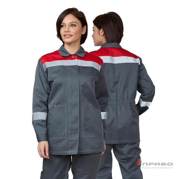 Костюм женский «Пантеон» серый/красный (куртка и брюки). Артикул: Кос191. #REGION_MIN_PRICE# в г. Казань